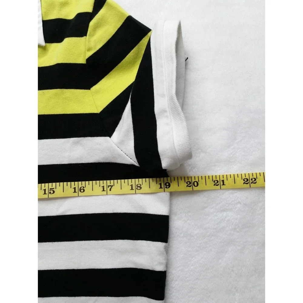 Women's Vintage Y2K Ralph Lauren Striped Polo Shirt Top Sz L Large Black Yellow